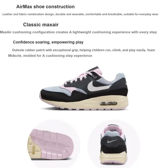 Nike Air Max 1Black and Pink Sneakers